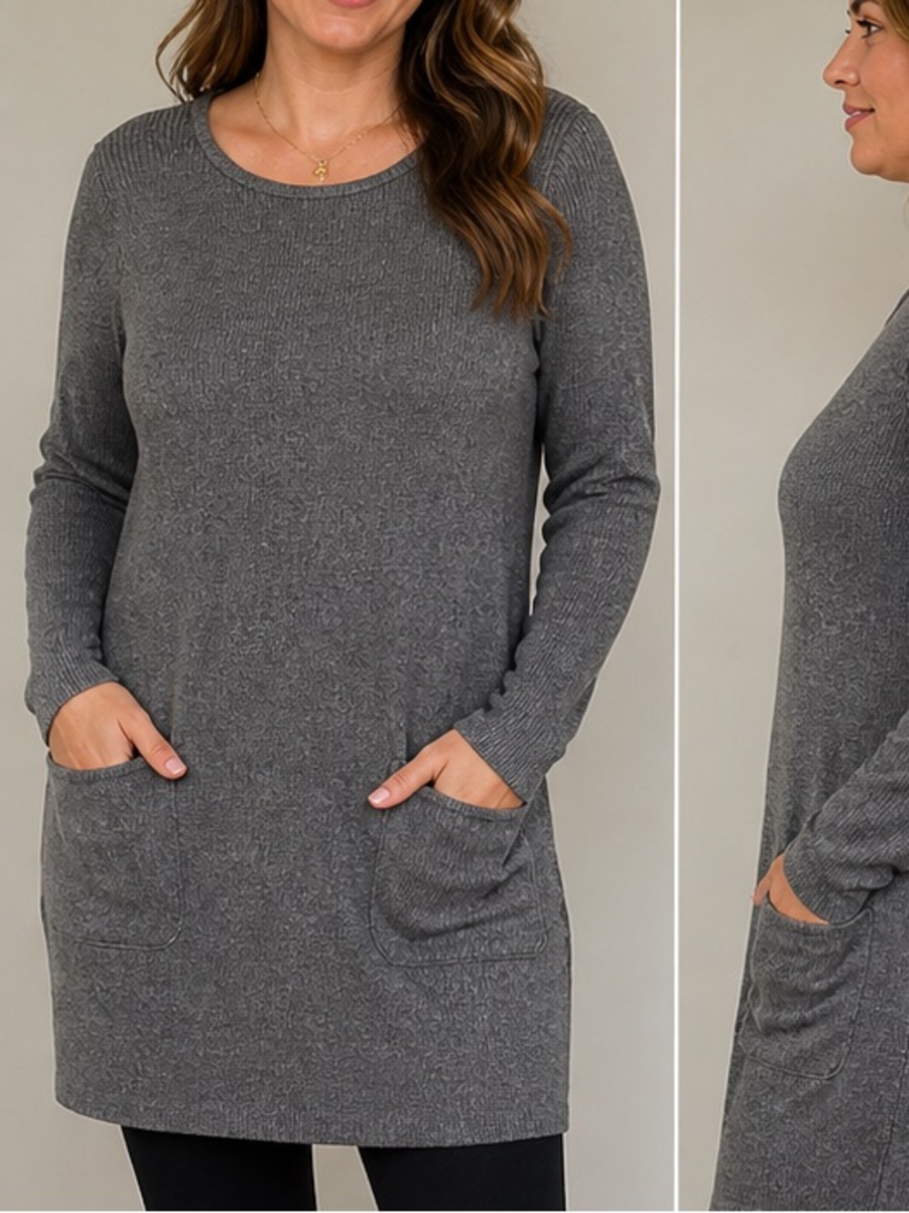 ALYX Women's Gray Ribbed Long-Sleeve Sweater with pockets XL